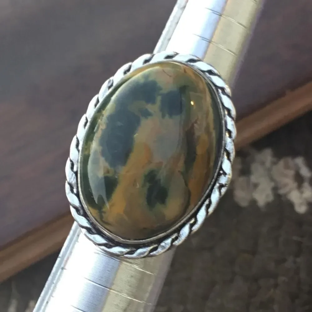 Handcrafted Mariam Calligraphy Jasper Boho Statement Ring Size 6.25